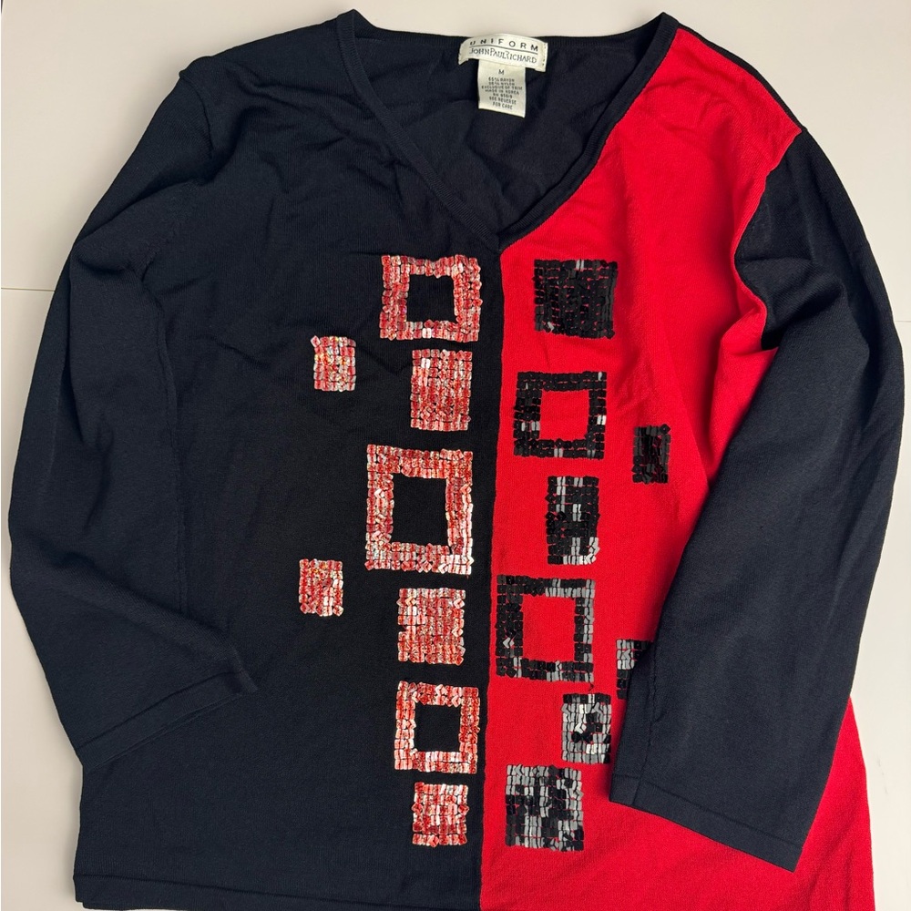 JohnPaulRichard Kids Black and Red Long Sleeve Tee